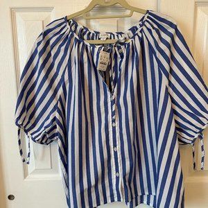 J Crew Factory Blue/White Striped 3/4 sleeve top 3X Plus